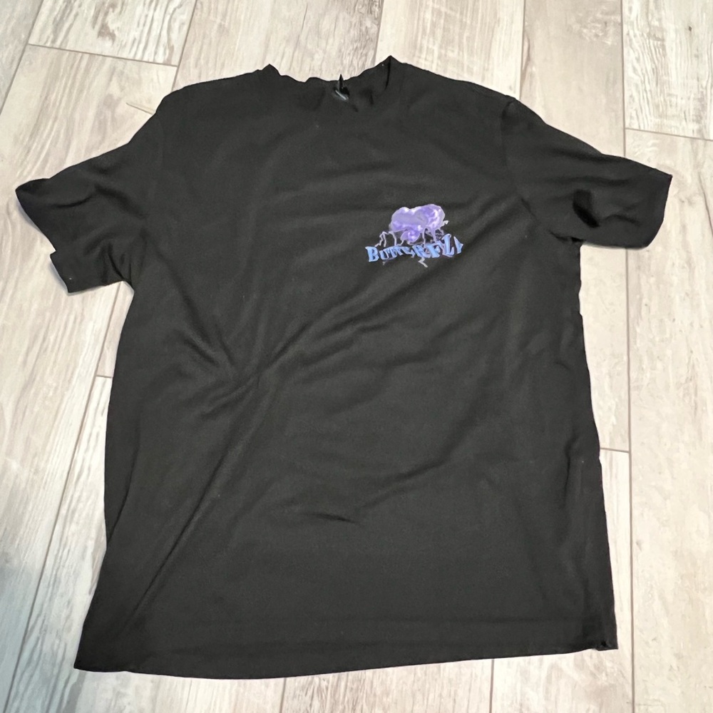 ROMWE Black T-Shirt with Purple Graphic